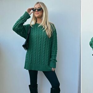 Show Me Your MuMu Day to Day Tunic Sweater ~ Emerald Cable Knit XXL